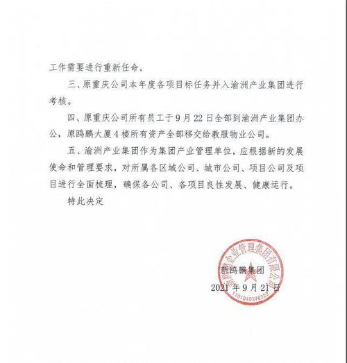 新鷗鵬戰(zhàn)略調整 撤銷重慶公司，員工并入渝州產業(yè)集團推動文化藝術交流